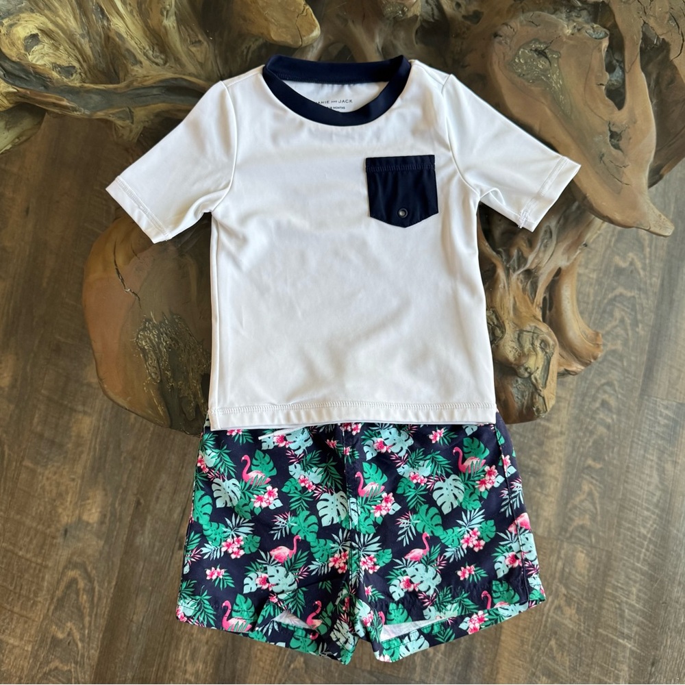 Janie and Jack - Swim Shorts and Rash guard 12-18 months